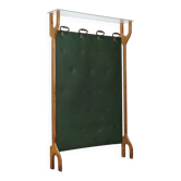 Vintage coat rack in brass, faux leather and glass, Italy, 1950s