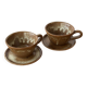 Tasses et sous-tasses en grès vintage