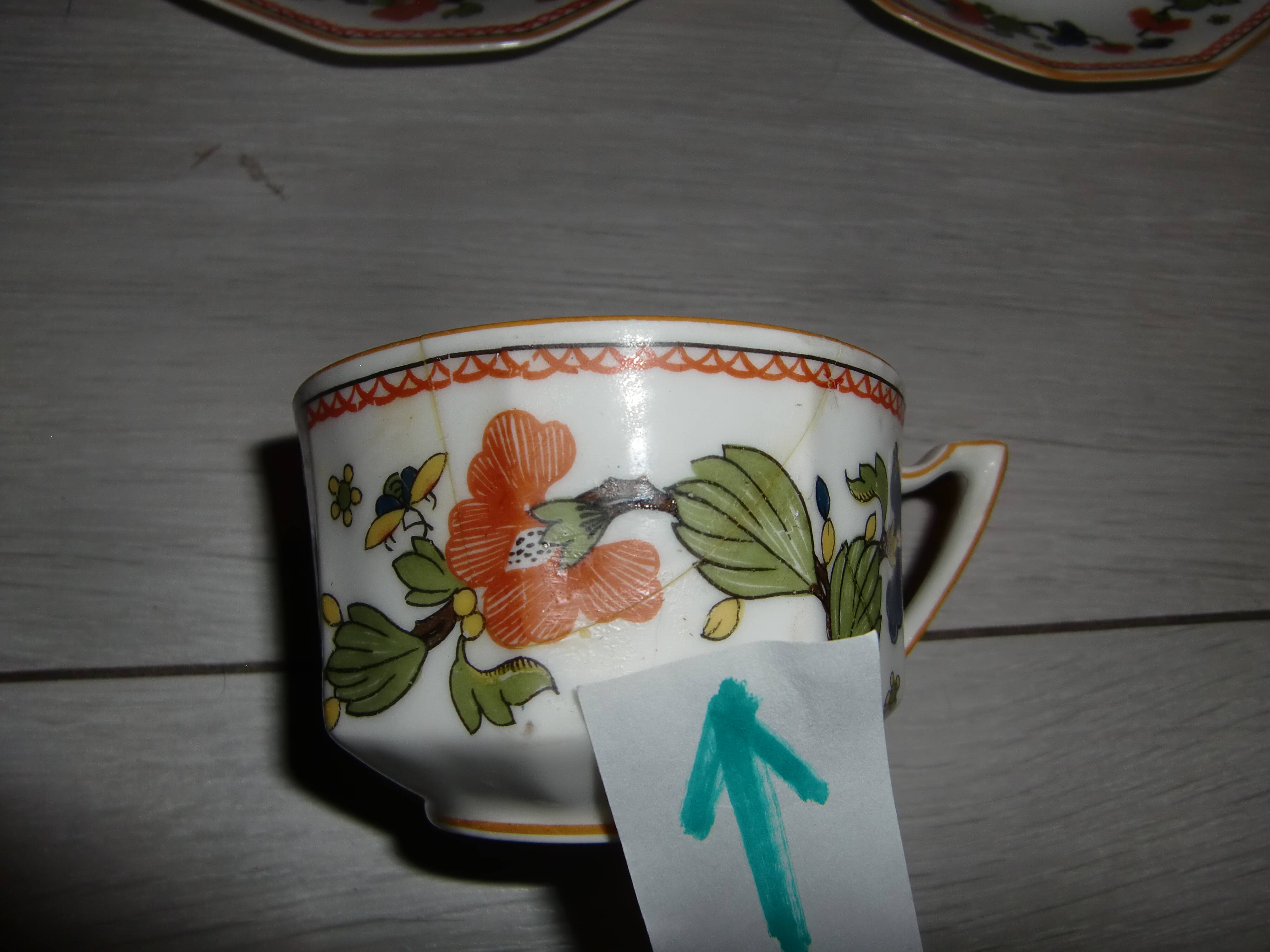 Lot de 6 tasses à café/thé et 12 soucoupes assorties des années 50'