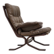 Fauteuil en cuir de meuble marron, années 1970, design scandinave,