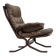 Fauteuil en cuir de meuble marron, années 1970, design scandinave,