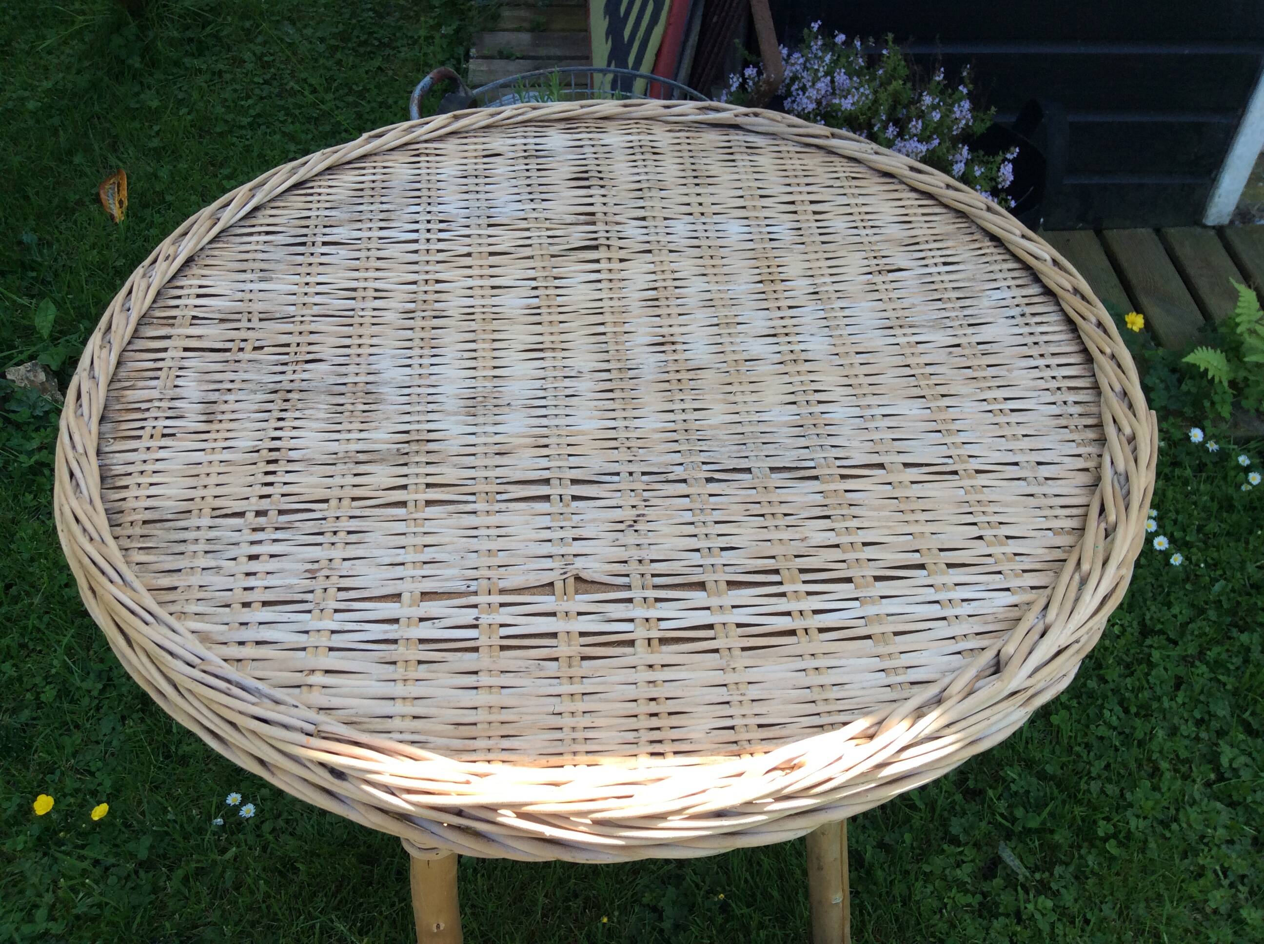 Rattan side table