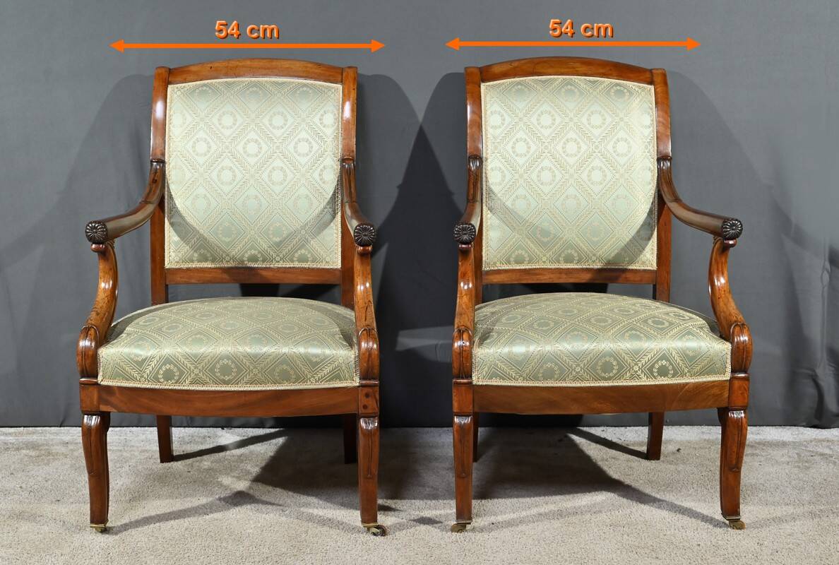 Paire de Fauteuils à Crosses en Acajou, époque Restauration – Début XIXe
