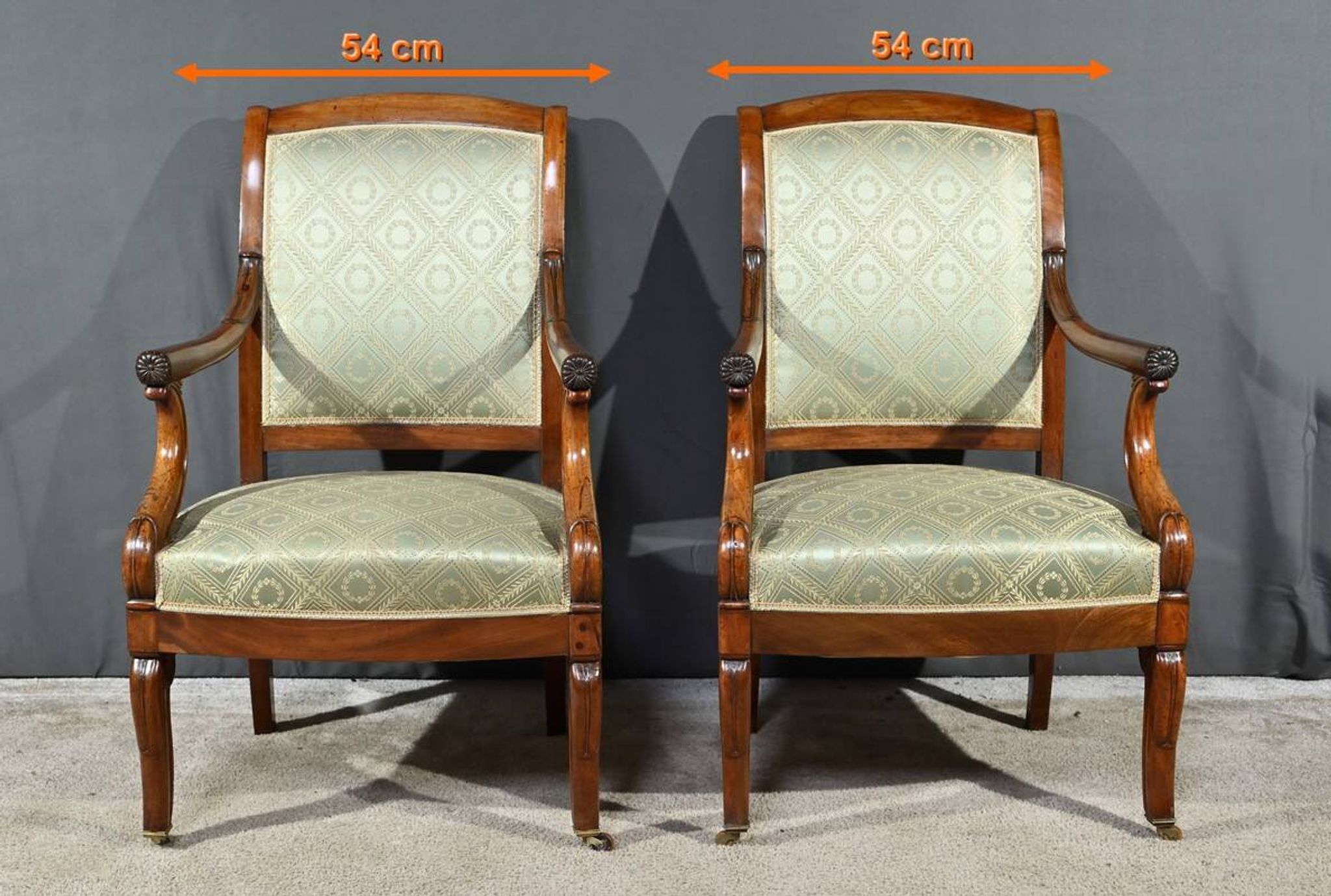 Pair of Crossed Armchairs in Mahogany, Restoration Period – Early 19th Century