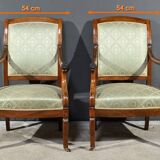 Paire de Fauteuils à Crosses en Acajou, époque Restauration – Début XIXe