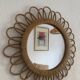 Vintage mirror 1960 rattan flower sun mirror - 50 cm