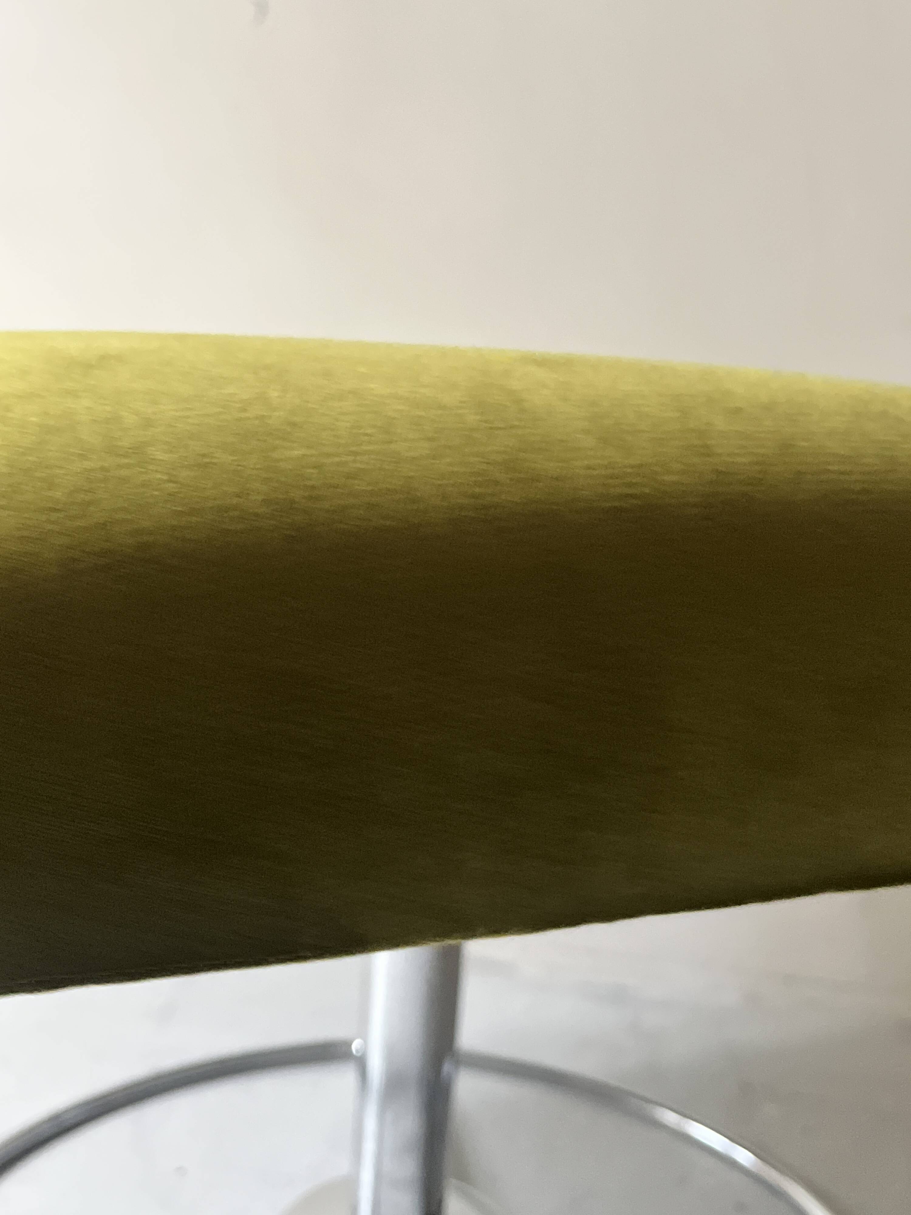 Swivel tulip stool / footrest in khaki green velvet, 1970s design