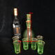 Art deco liqueur service in light green frosted glass
