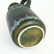 Vase en céramique fat lava avec poignée, glaçure verte, Allemagne de l'Ouest, années 1970