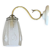 Vintage brass wall light with Art Nouveau tulip shade.