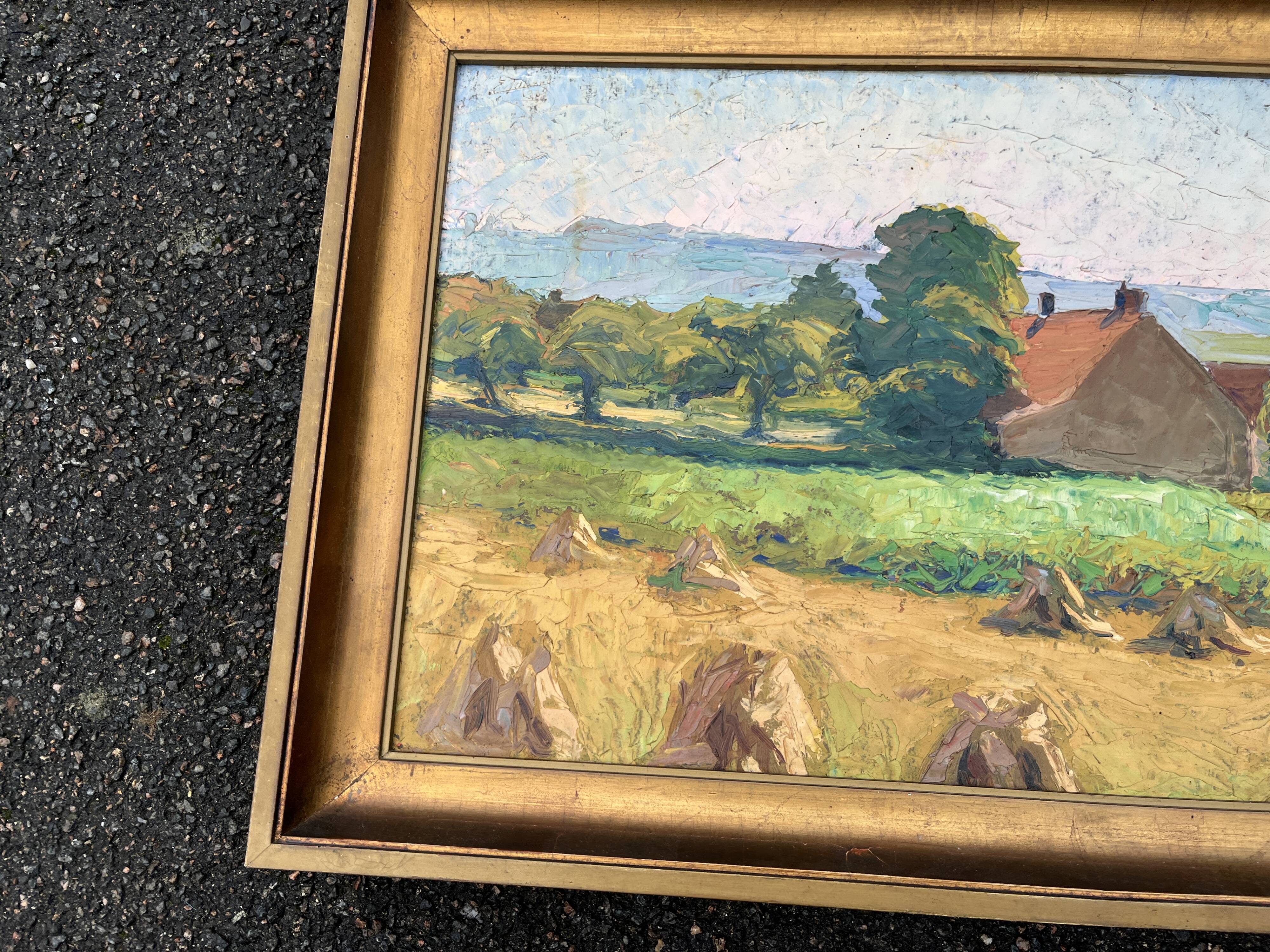 Impressionist painting – Harvest landscape