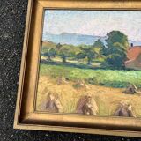 Impressionist painting – Harvest landscape