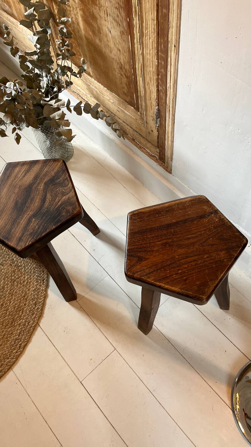 Pair of vintage stools by Olavi Hänninen – Solid oak – 1950s