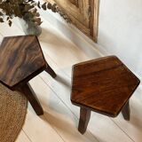 Pair of vintage stools by Olavi Hänninen – Solid oak – 1950s
