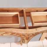 Louis XV style wall lamp console, twentieth century, wood and gilded stucco marble top