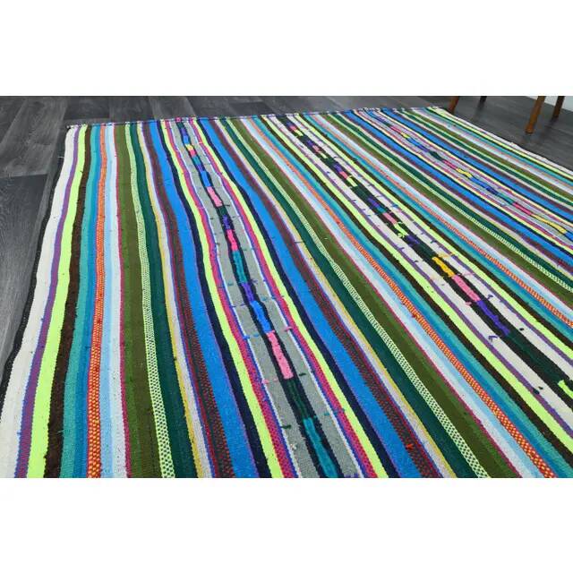 1970s Vintage Turkish Oushak Handmade Wool Cotton Green Area Rug 196x271