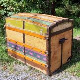 Wooden trunk vintage patchwork decor