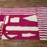 Large handmade pink rug 300cm x 200cm