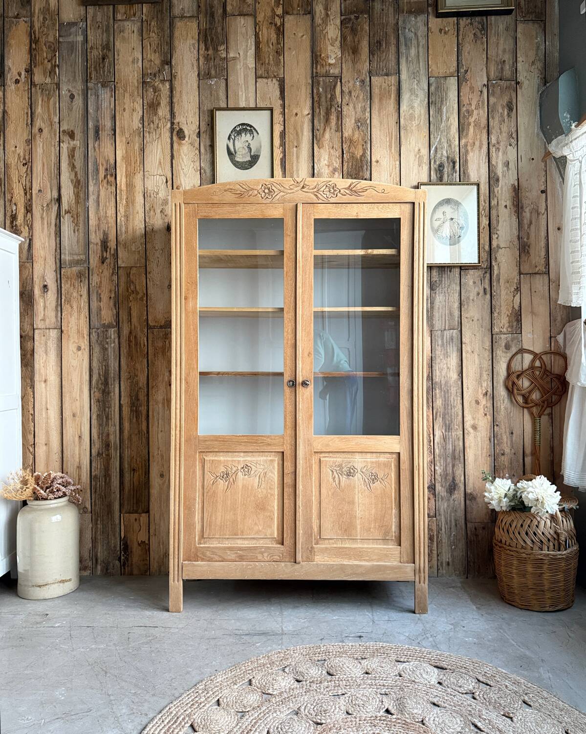 Vitrine art déco en chêne (rénovée)