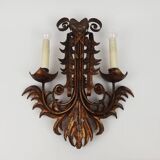 Pair of wrought iron sconces "Venetian masks"