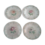 4 Old plates. Flowers. 19th