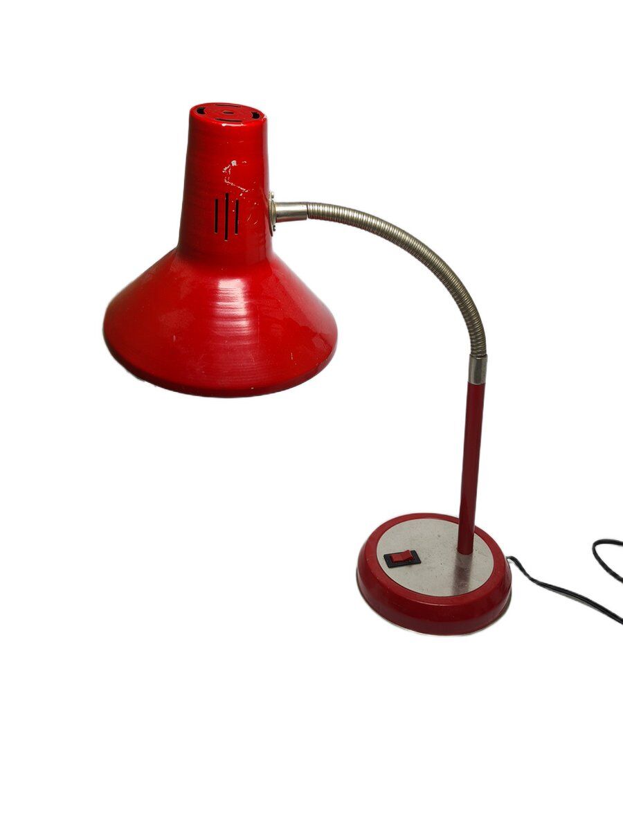 Vintage Polish bedside lamp in glass and metal, 1980s