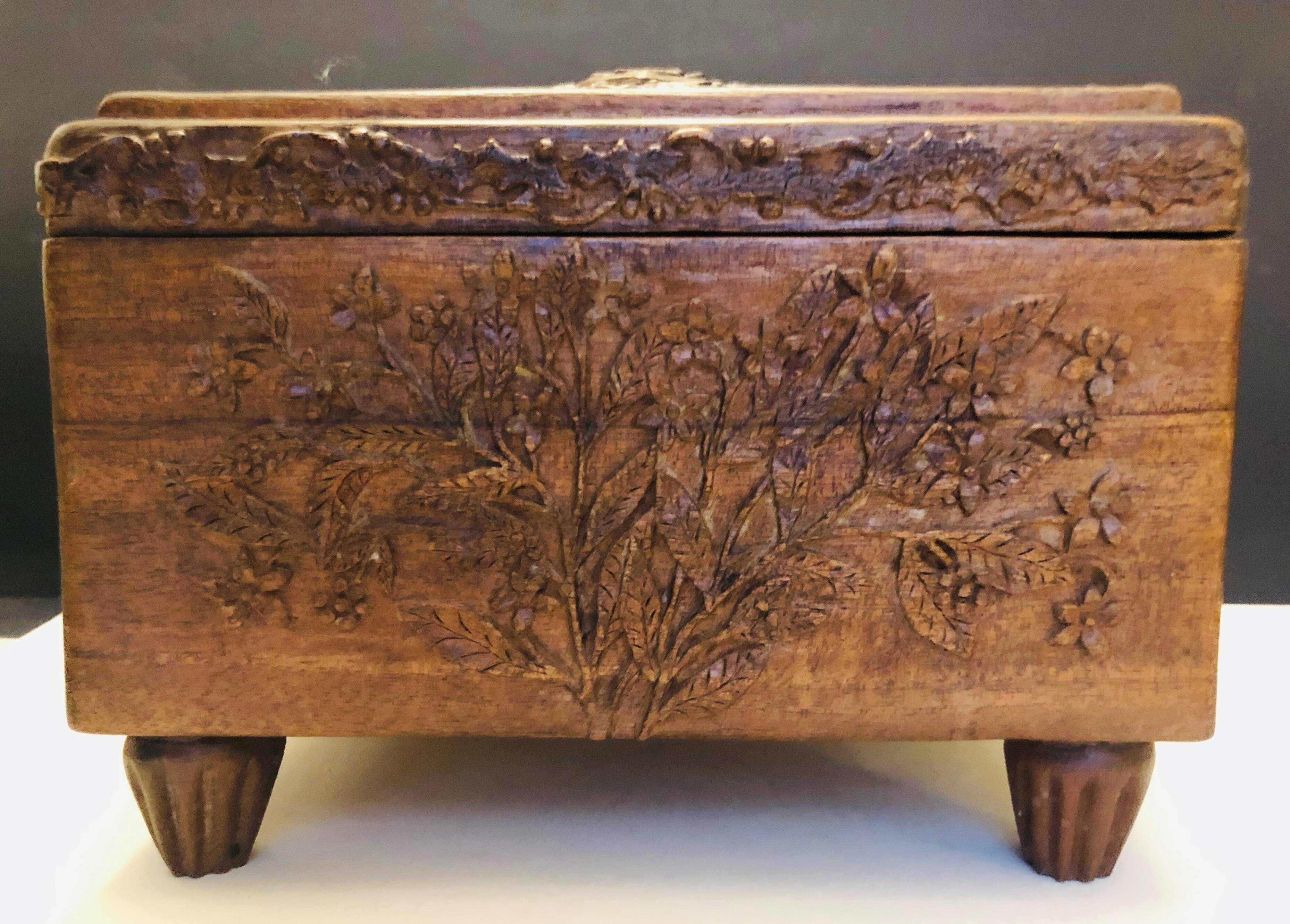 Carved wooden box
