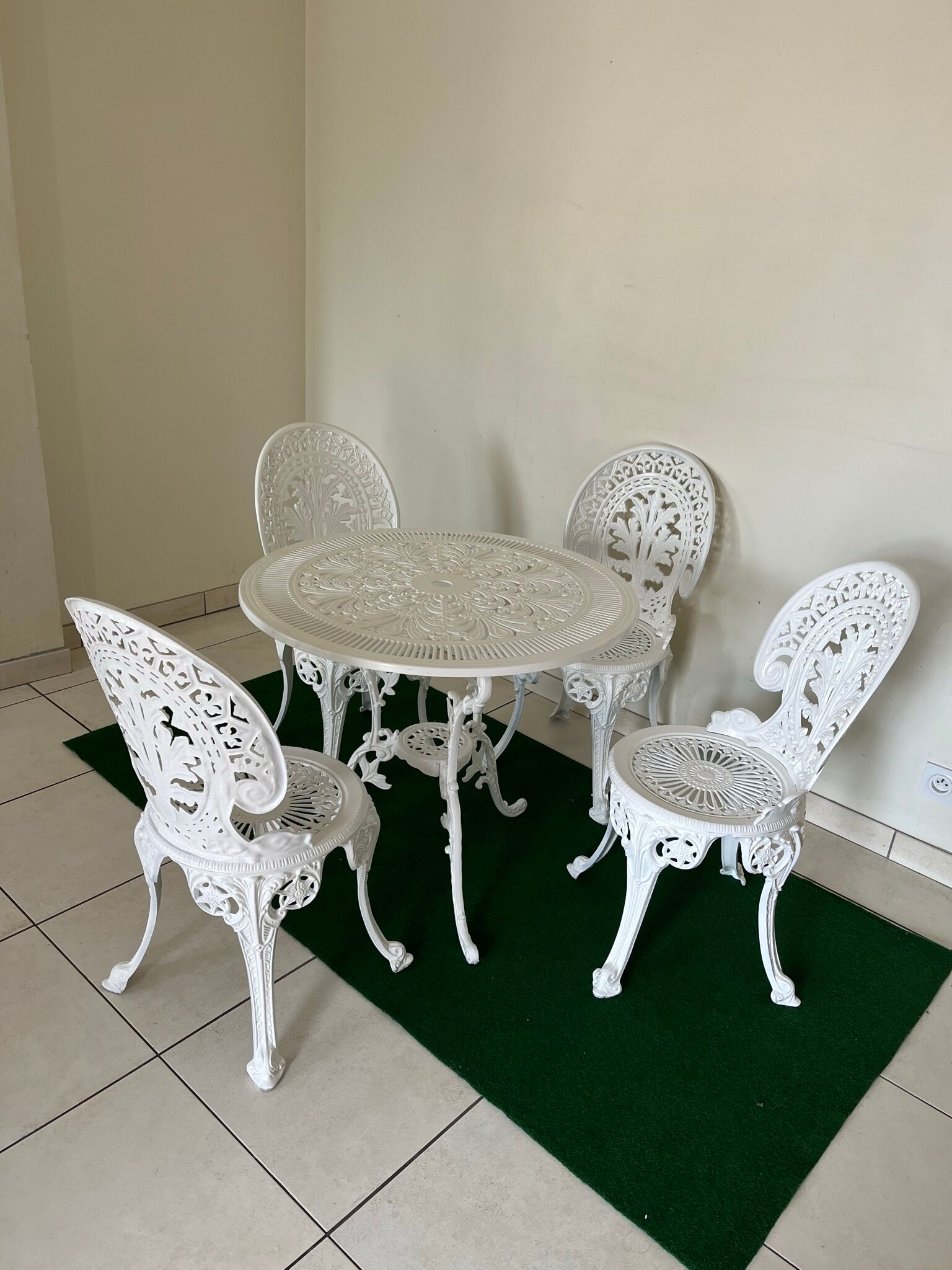 Old white rock garden furniture