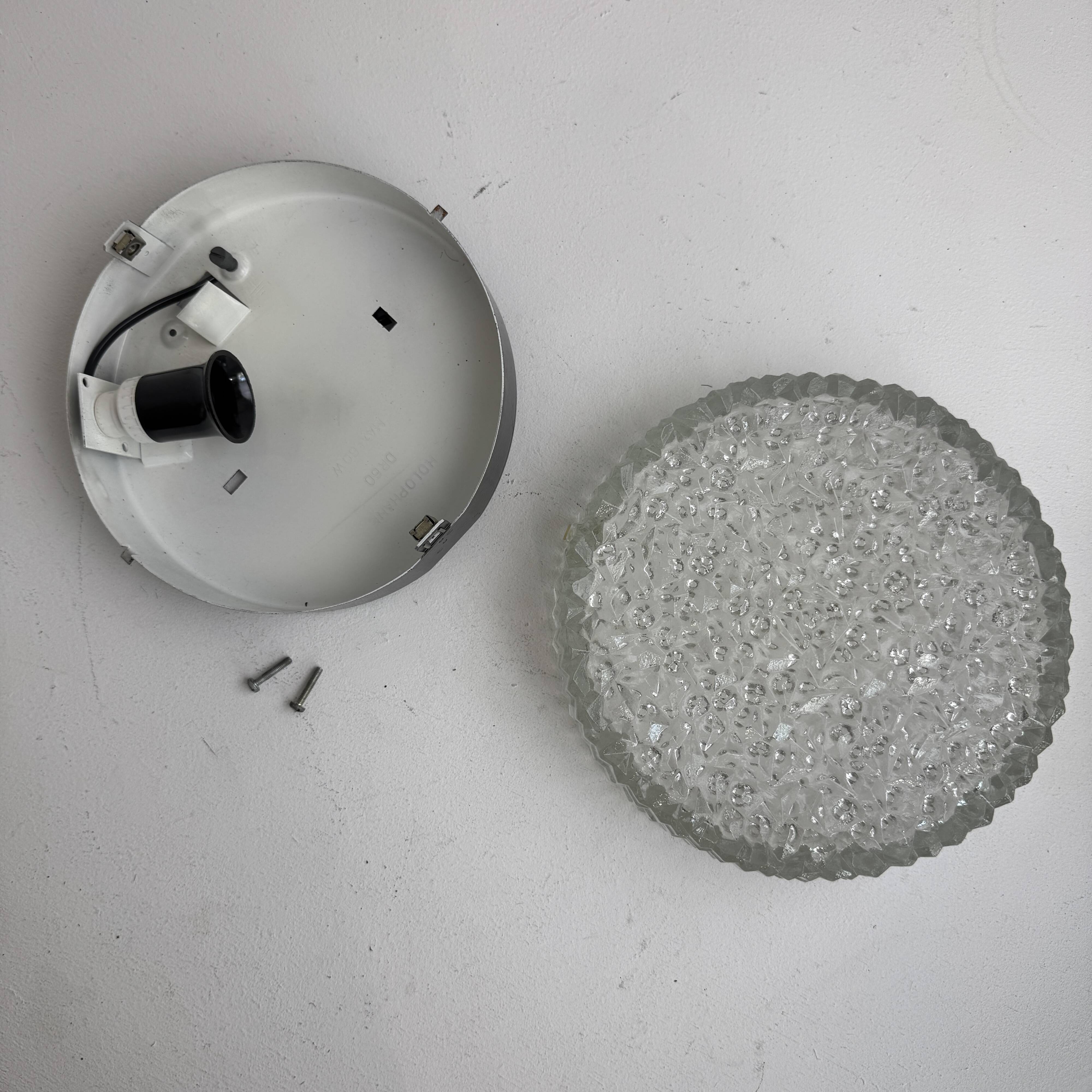 Pair of antique round "holophane" vintage wall lights