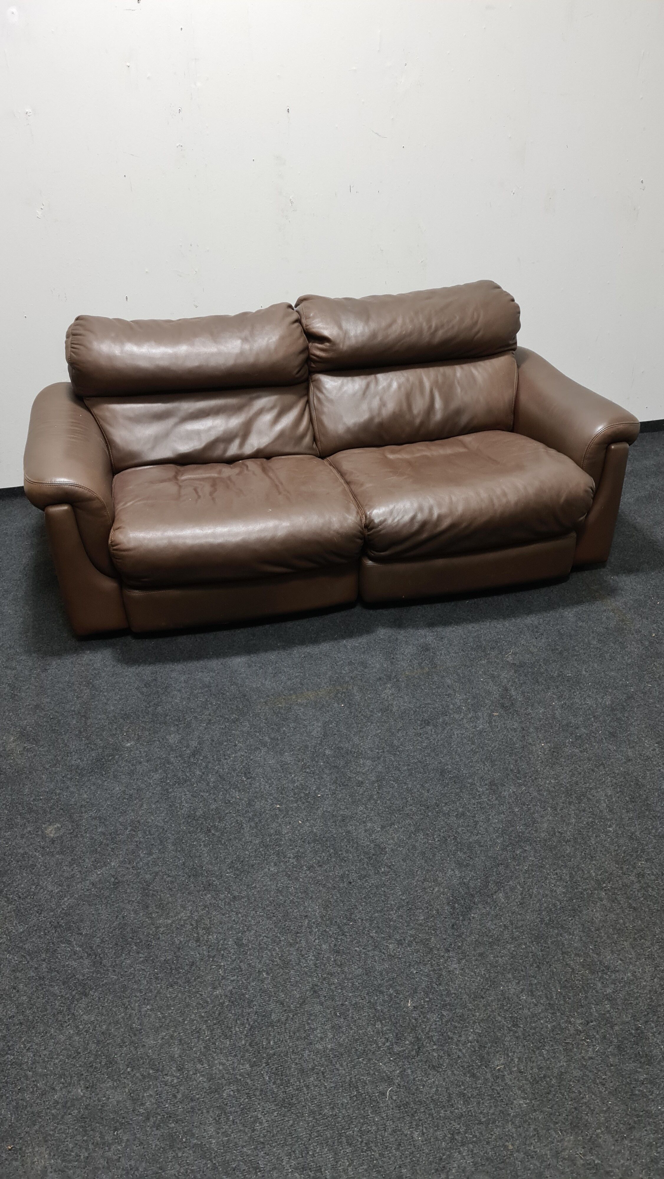 Canapé biplace vintage en cuir brun de Rolf Benz