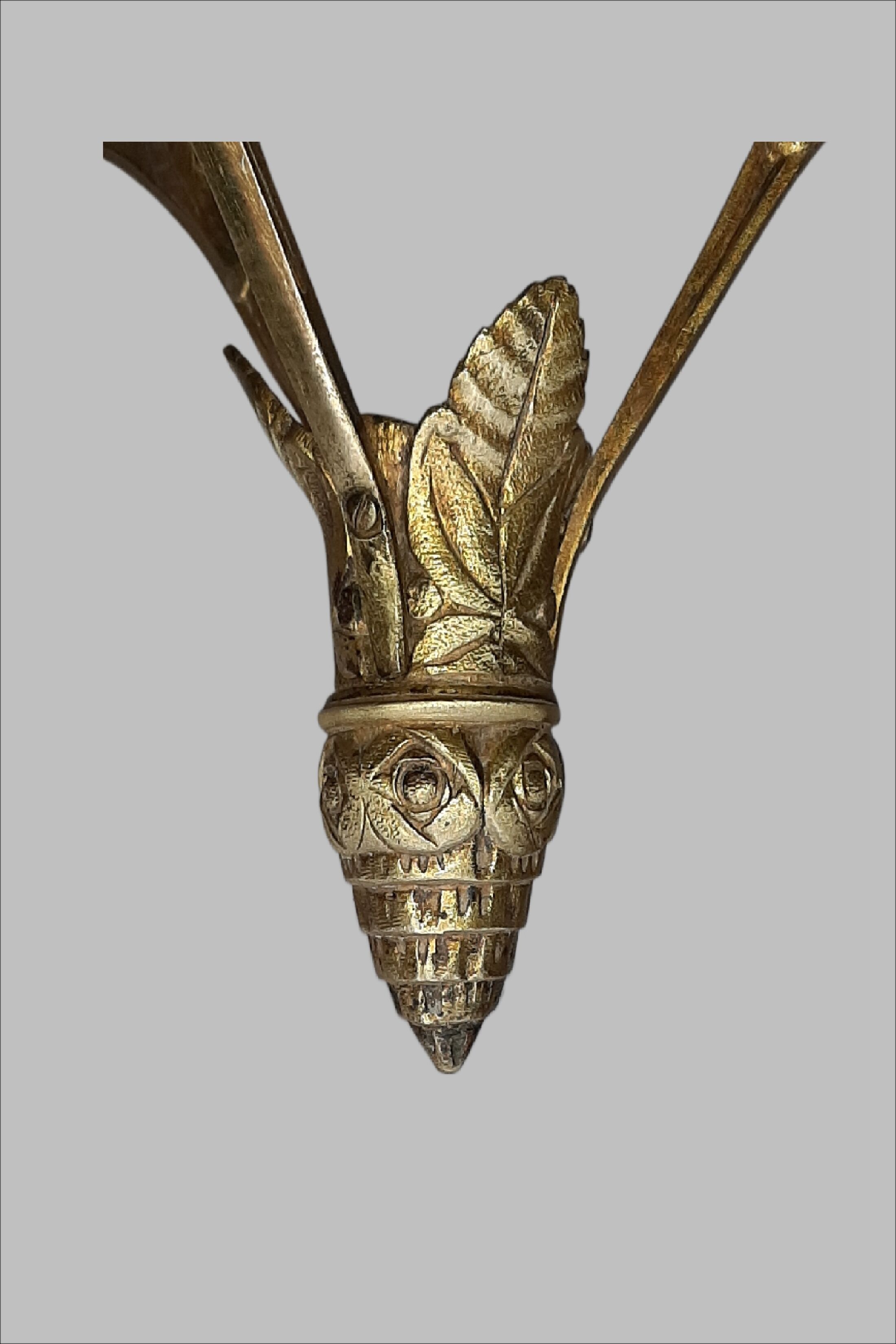 P. crespy art deco chandelier blend of bronze, pink, yellow