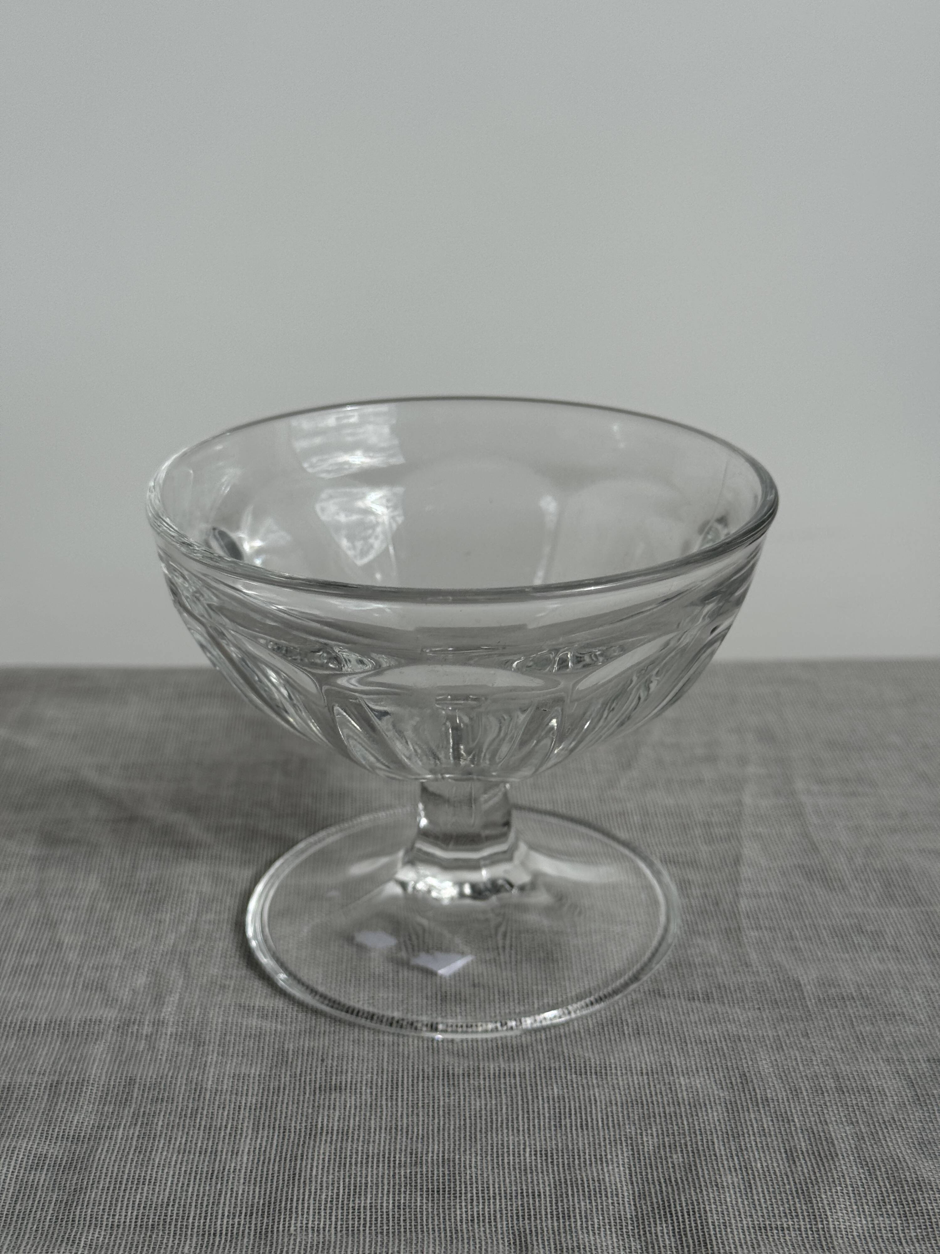 Set of 10 small vintage glass ice cream bowls.