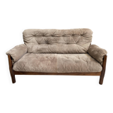 Brazillian 2 seat sofa in suede and Jatoba wood