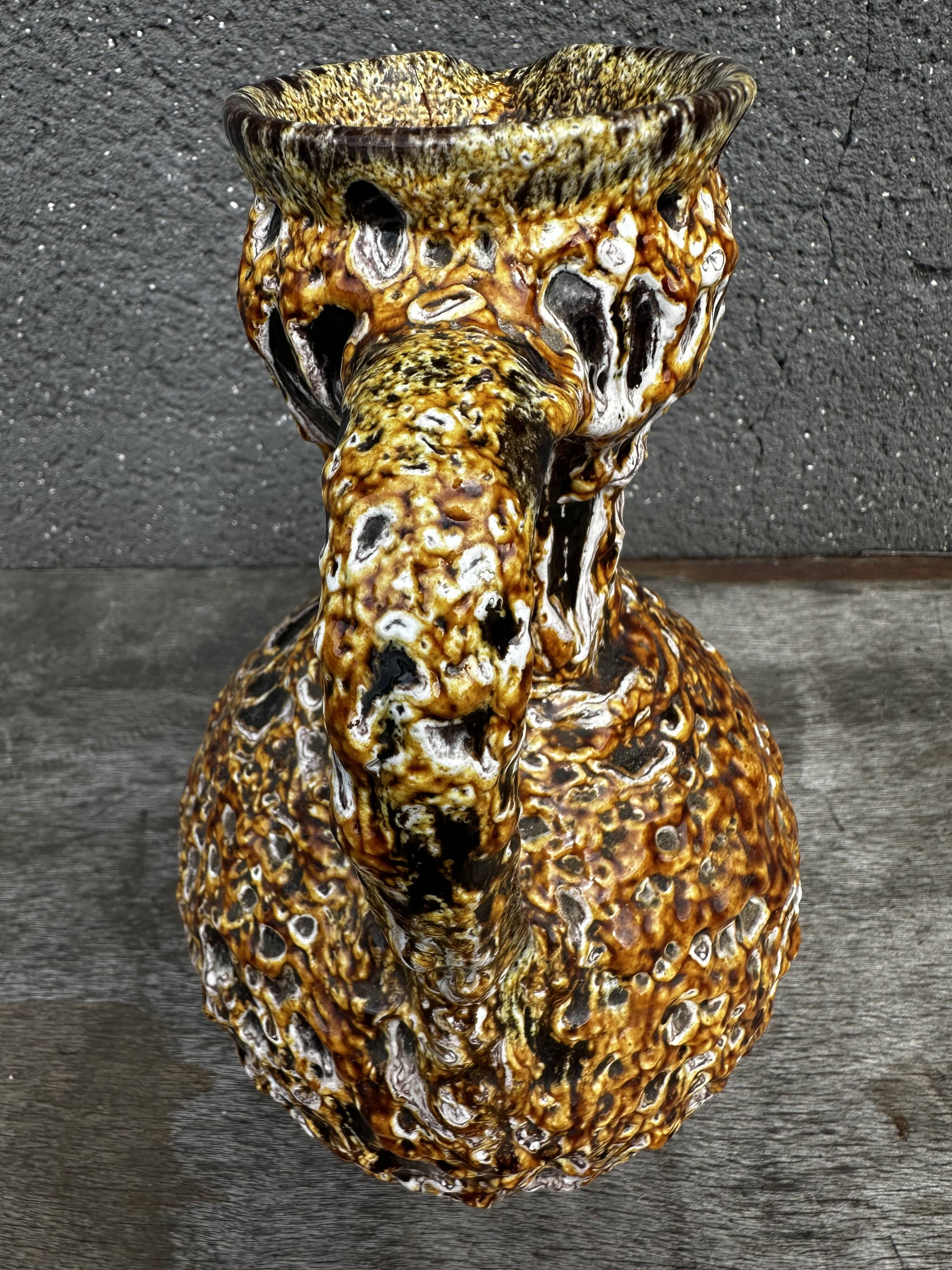 Vallauris Fat Lava or Honey Pitcher/Vase, 25 cm High - Vintage 70s