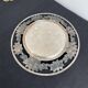 Vintage, round dish, silver metal, stylized leaf and rose decoration, French work, France