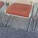 Set de 4 chaises vintage chrome et tissu marron
