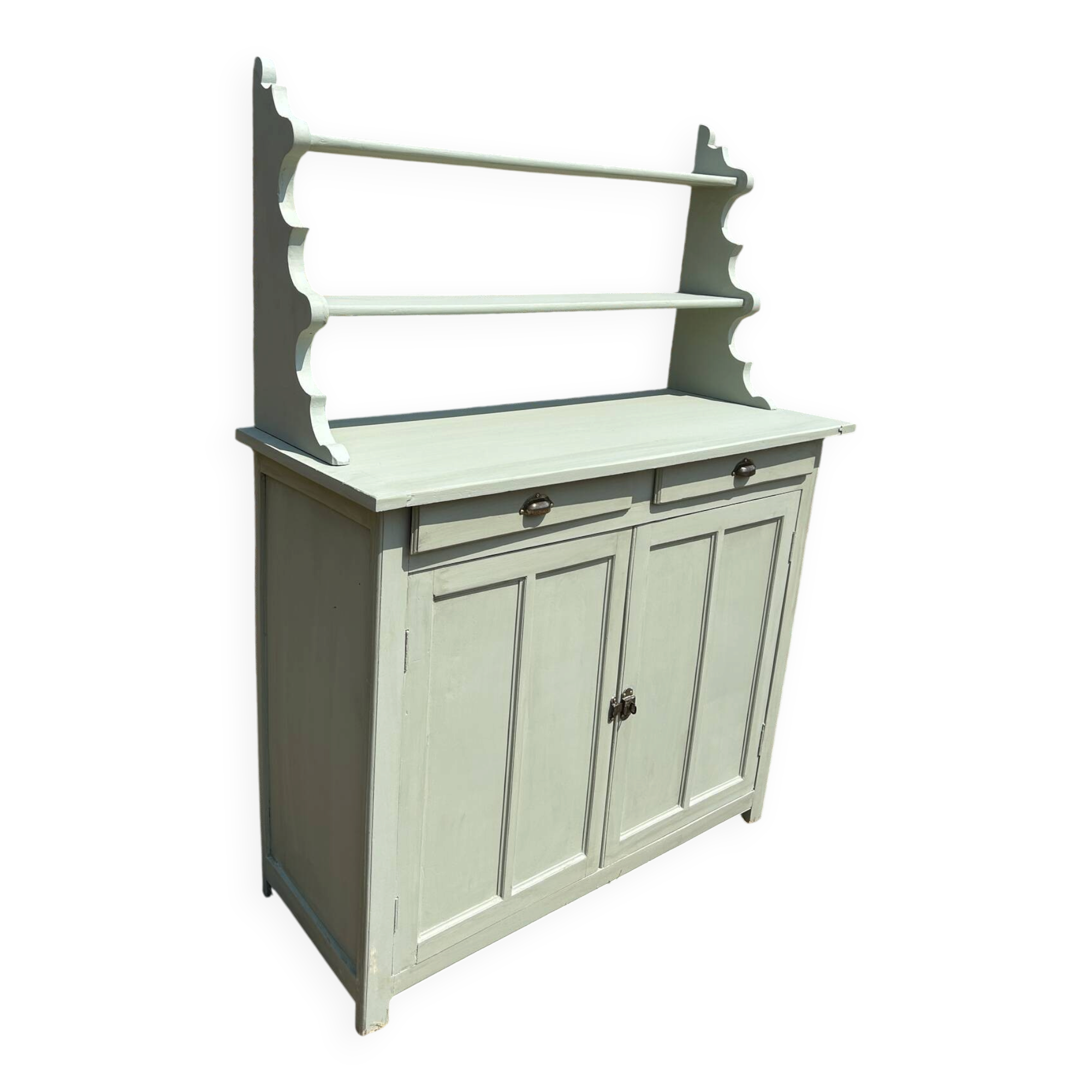 Vintage Parisian sideboard and its water green glass.