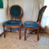 Pair of blue velvet medallion chairs