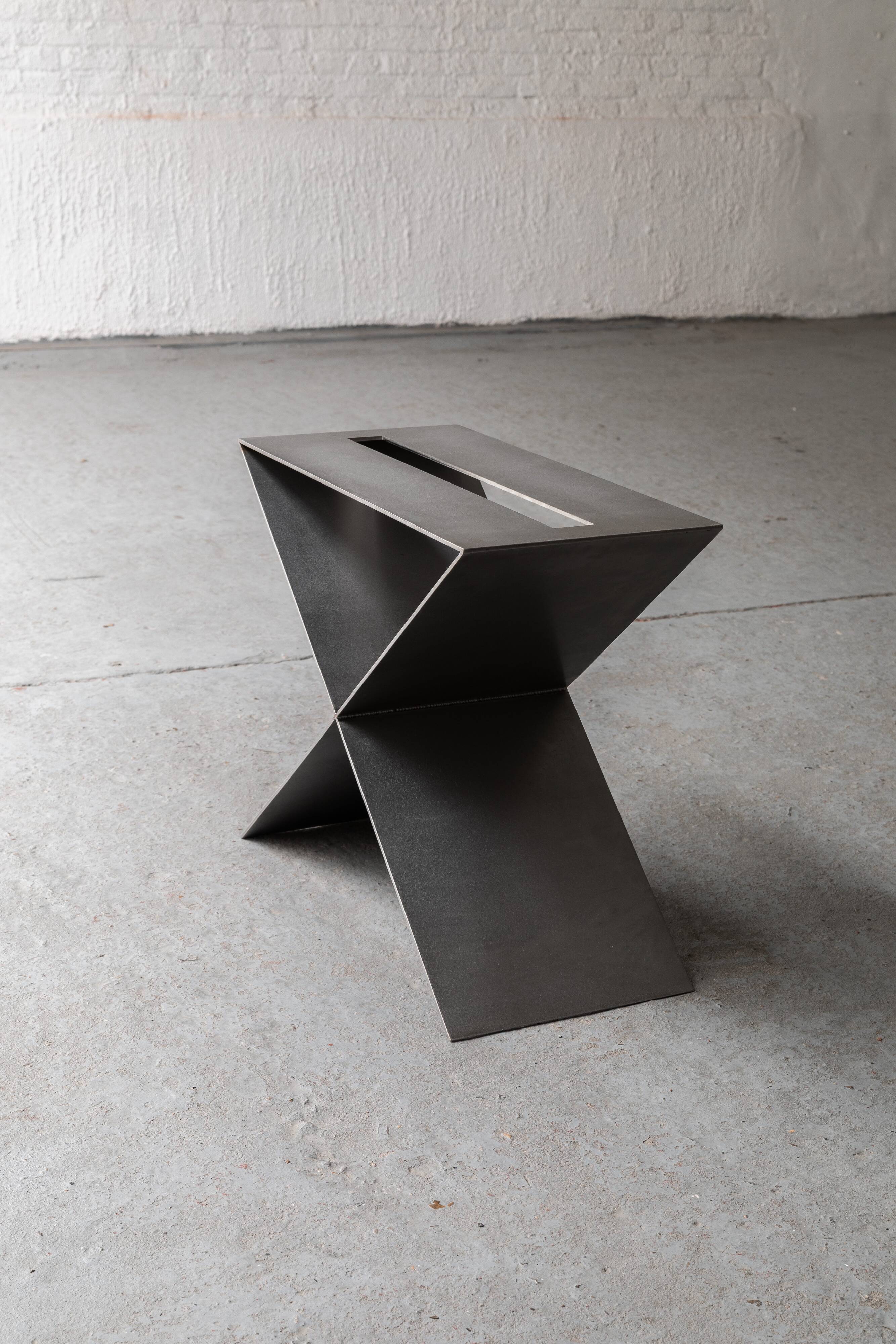 Contemporary stainless steel side table by Lena Coupez, Belgium, 2024