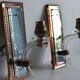 Pair of mirror and crystal wall lights from the 1940s-50s.