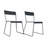 Pair of stackable metal chairs with sled feet - 1960