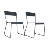Pair of stackable metal chairs with sled feet - 1960
