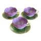 3 purple cups, porcelain flowers Geneviève Lethu