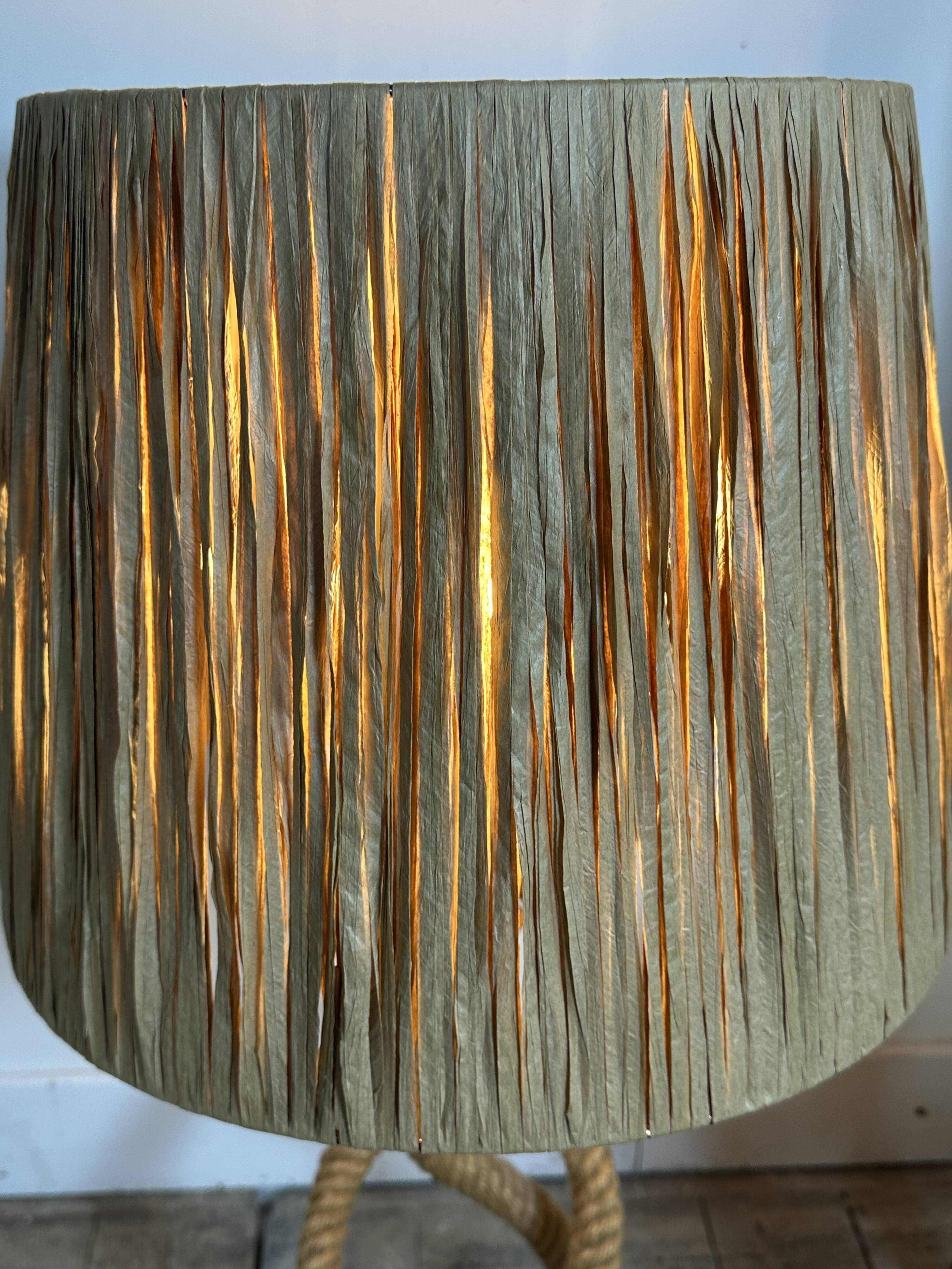 Audoux Minet lamp in rope and raffia 1950s