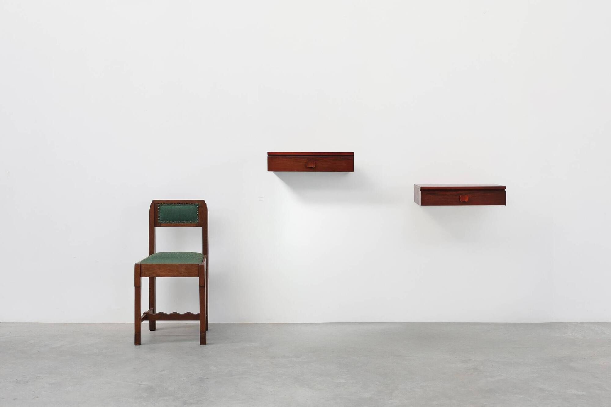 Pair of Mid-Century Modern Danish Wall-Mounted Nightstands in Walnut