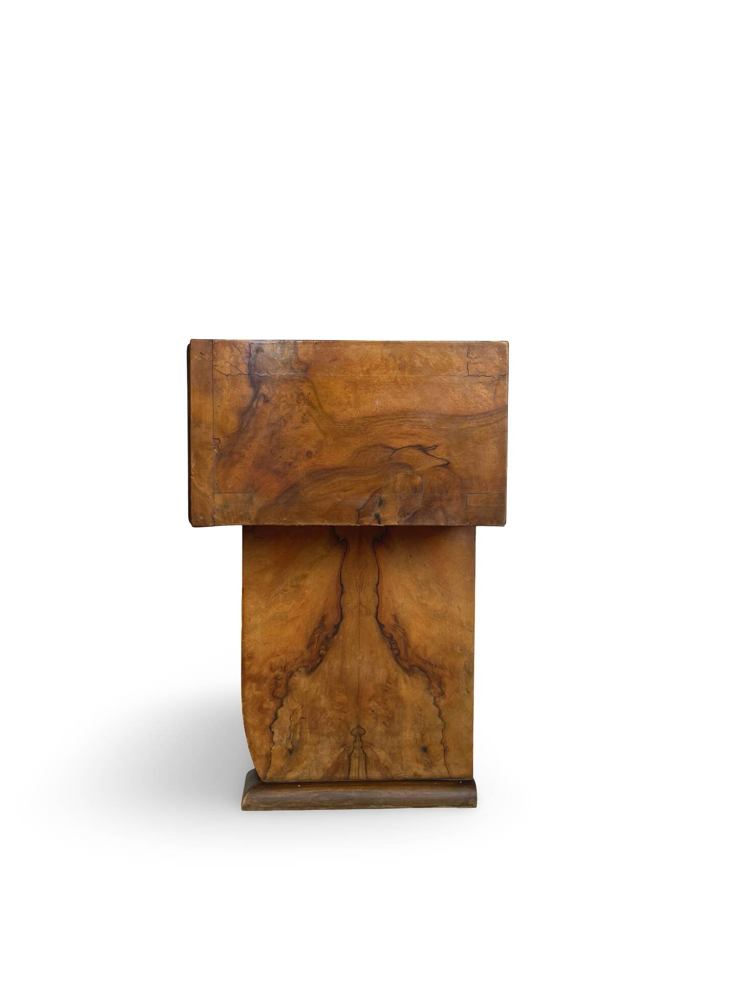 Italian burl walnut art deco console table, 1930s.