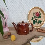 Brown ceramic teapot - vintage