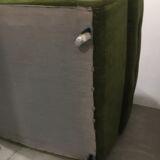 Pair of armchairs, green velvet on wheels, from the 70s