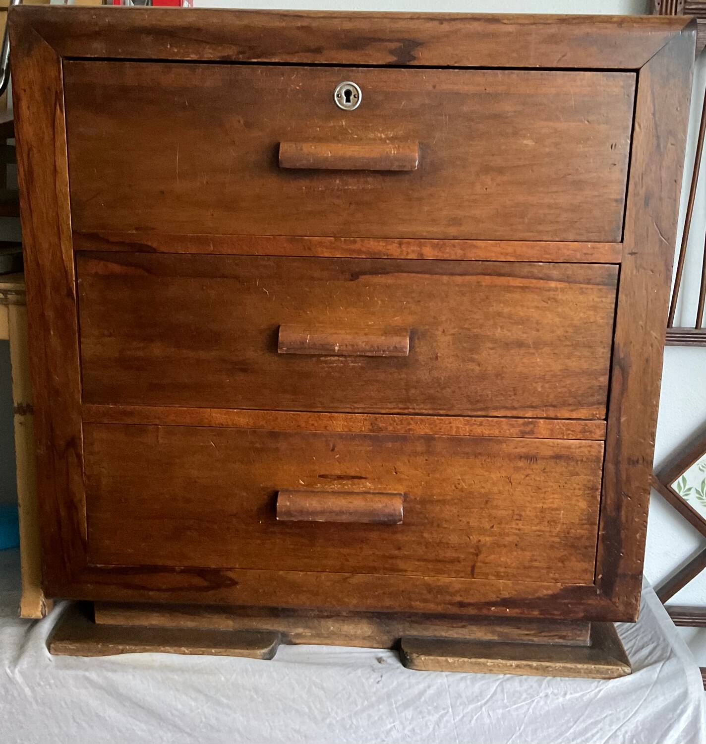 Vintage three-drawer chest of drawers from the 1950s