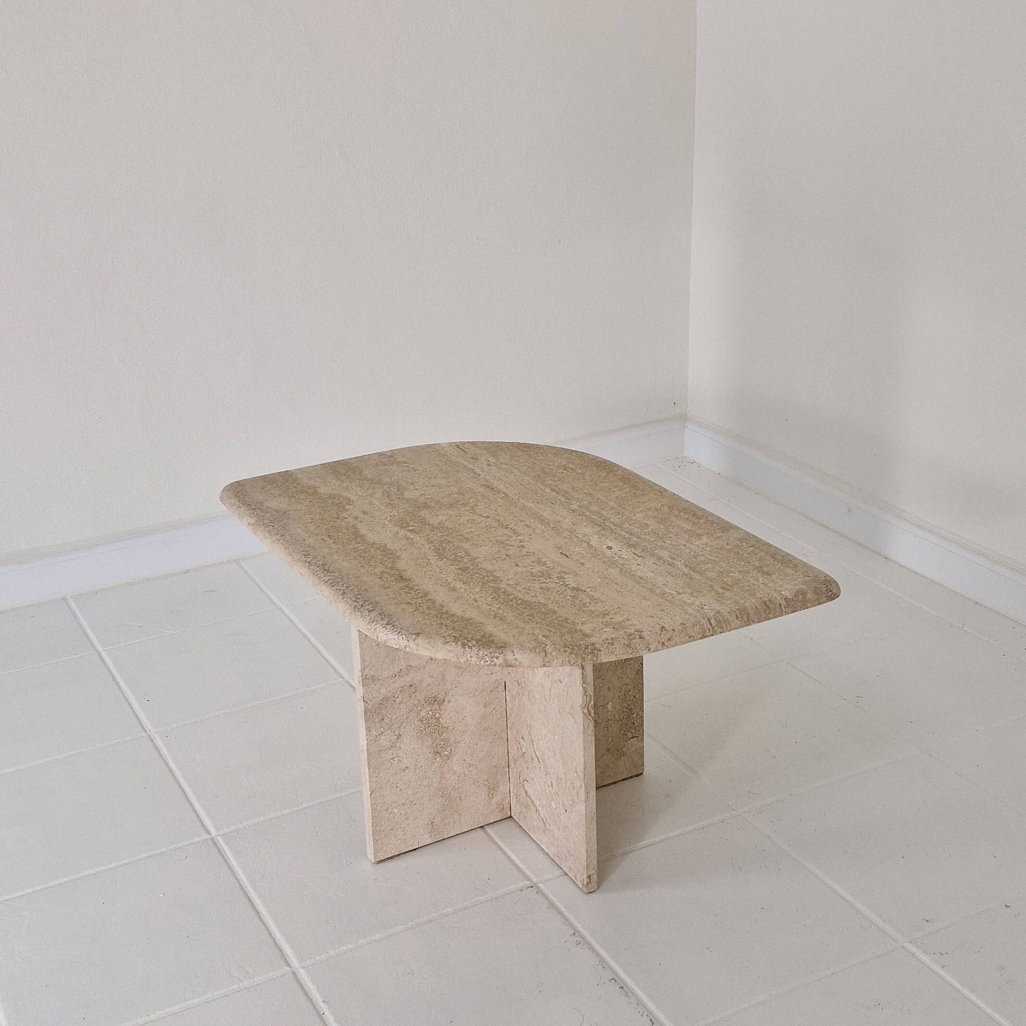 Travertine Coffee or Side Table in Teardrop Shape, Italy 1980s